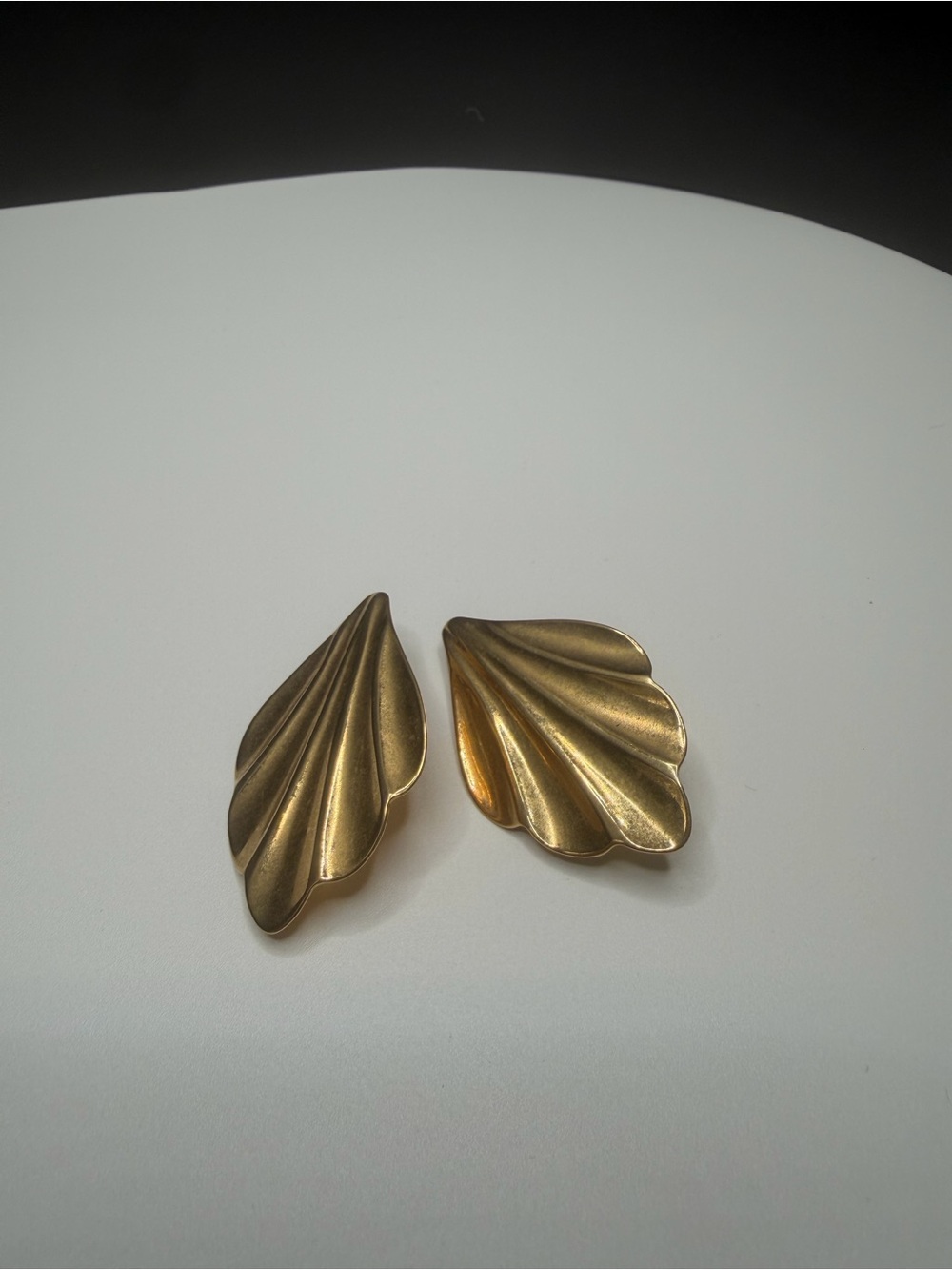 Trifari Gold Tone Abstract Leaf Clip-On Earrings